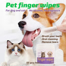 3-in-1 Pet Finger Dental Wipes For Eyes, Ears, Dental Care; Pack Of 50