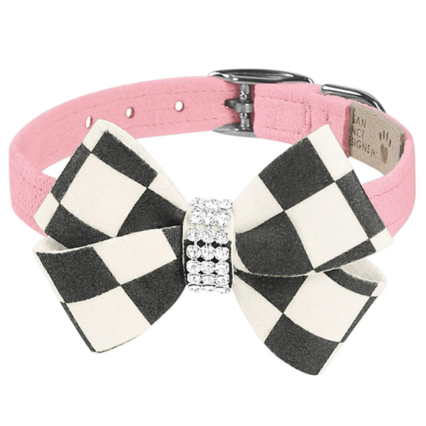 Susan Lanci Designs Windsor Check & Bow Dog Collar