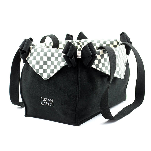 Susan Lanci Lux Dog Carrier with Windsor Check Flaps