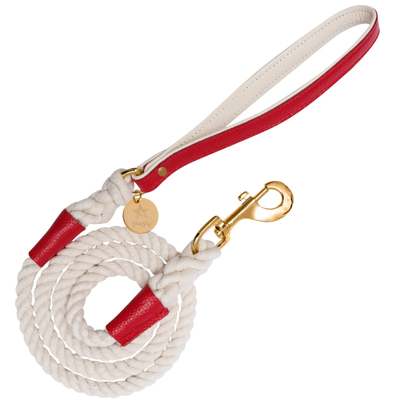 Candy Swirl - Rope Leash with Leather Handle
