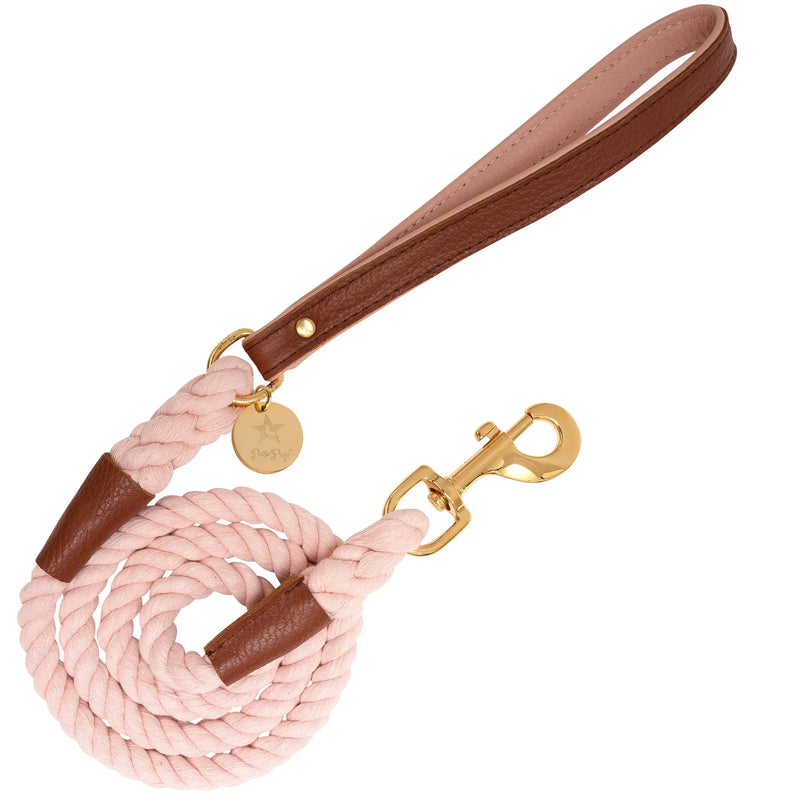 Candy Swirl - Rope Leash with Leather Handle