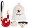 Red/White - Rope Leash with Leather Handle