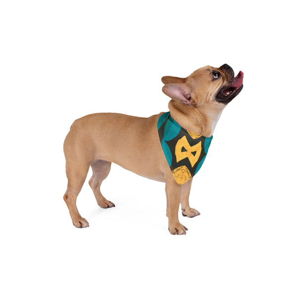 Vibrant Afrocentric Custom Dog Bandana – Blue, Black & Yellow