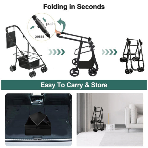2 In 1 Folding Dog Stroller, Carrier & Car Seat
