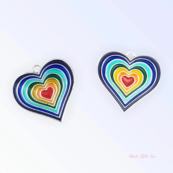 Rainbow Love Me Heart Charm For Dog Collar