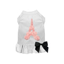 Parisian Chic: Eiffel Tower Chiffon Dog Dress with Rhinestones