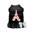 Parisian Chic: Eiffel Tower Chiffon Dog Dress with Rhinestones