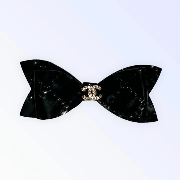 Quilted CC Leather Dog Bows