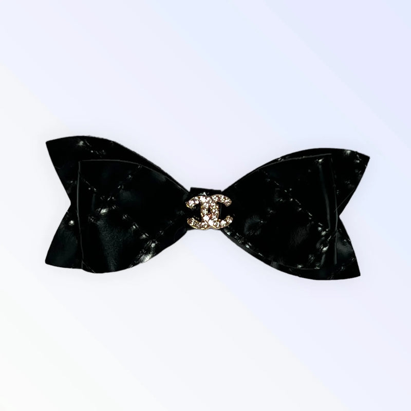 Quilted CC Leather Dog Bows