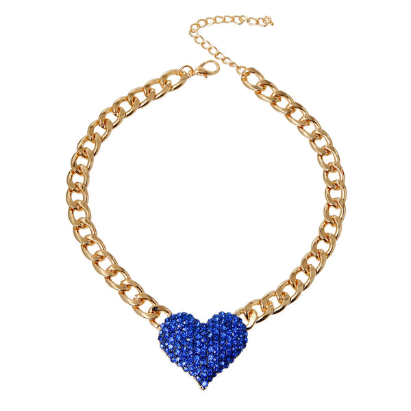 Rhinestone Heart Dog Necklace