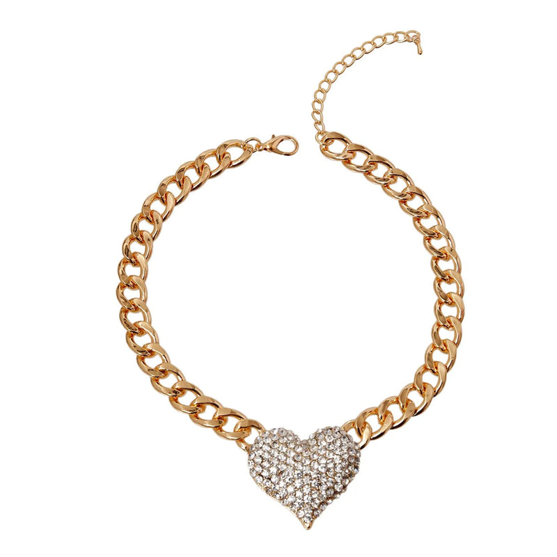 Rhinestone Heart Dog Necklace