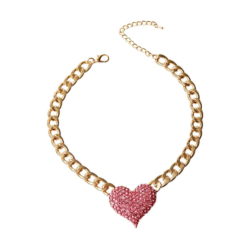 Rhinestone Heart Dog Necklace