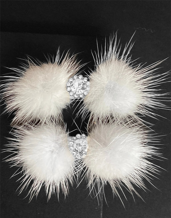 Crystal Pom Pom Dog Bows & Barrettes