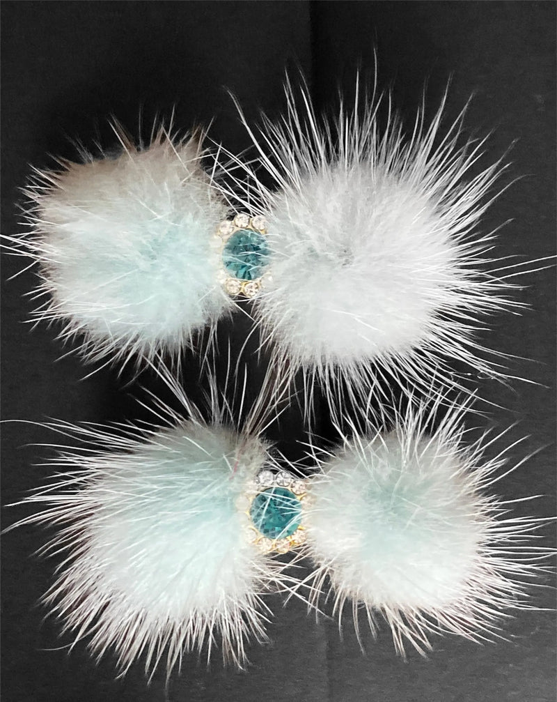 Crystal Pom Pom Dog Bows & Barrettes