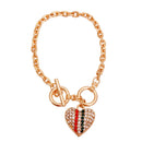 Stripe Heart Charm & Gold Necklace