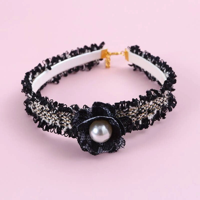 Classic Chic Tweed Flower Dog Collar / Necklace