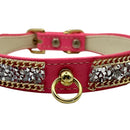 Sparkly Rhinestone Dog Collar with Gold Chain Details