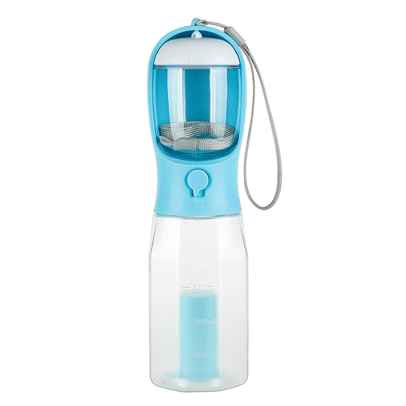 3 in 1 Water Bottle; Food Dispenser; Poop Bag Holder