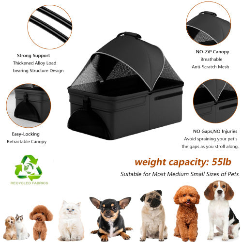 2 In 1 Folding Dog Stroller, Carrier & Car Seat