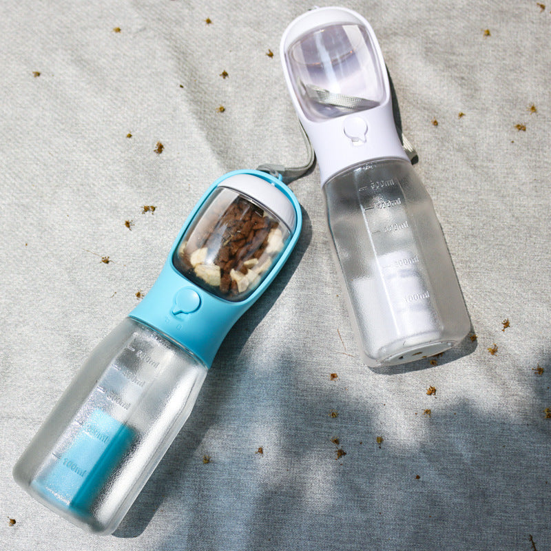 3 in 1 Water Bottle; Food Dispenser; Poop Bag Holder