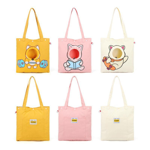 Peek-a-Boo Animal Canvas Shoulder Bag